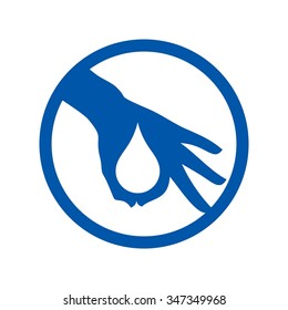 water drop in the finger. logo vector.