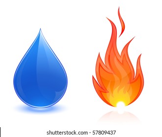 Water drop and fire