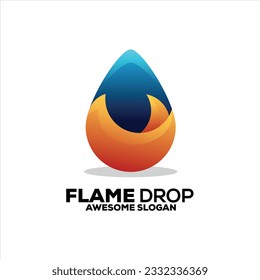 water drop with fire illustration logo design
