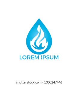 Water drop and fire logo design. Water drop restoration from burning logo design.