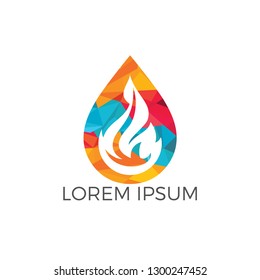 Water drop and fire logo design. Water drop restoration from burning logo design.