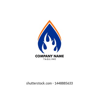 Water drop fire logo design template icon