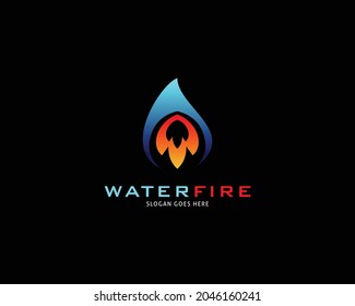 Water Drop Fire Logo Design Template Icon