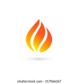 Water drop fire logo design template icon. May be used in ecological, medical, chemical, food and oil design. 