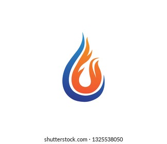 Water drop and fire logo template illustration