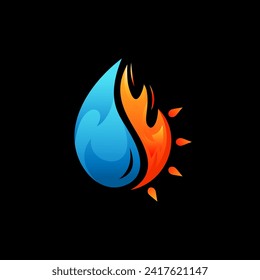 water drop and fire Logo Vector