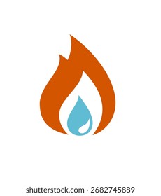 Wassertropfen und Feuer Logo Vektor