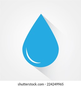 Water drop flat icon with long shadow. Vector illustration eps10.