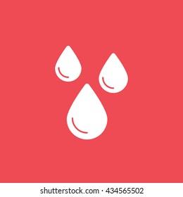 Water Drop Flat Icon On Red Background