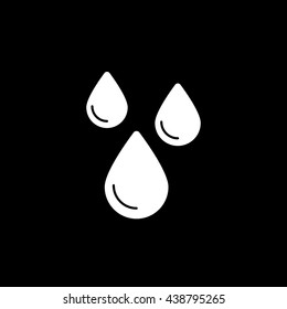 Water Drop Flat Icon On Black Background
