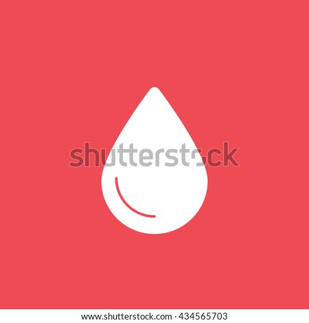 Water Drop Flat Icon On Red Background