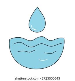 Gota de água em estilo plano para o conceito de conservação de água limpa. Perfeito para educação em sustentabilidade, campanhas de economia de água e visuais ambientais.