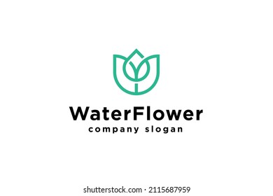 Water drop and flower logo design for agricultural and cosmetic vector illustration.