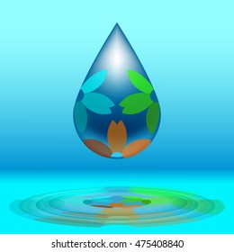 Water drop with flowers