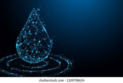 Water drop form lines, triangles and particle style design. Illustration vector