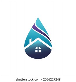 water drop formed home logo vector design template