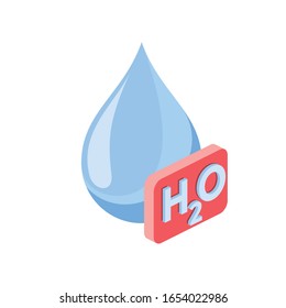 Water drop formula. Vector 3d isometric, color web icon, new flat style. Creative illustration design, idea for infographics.