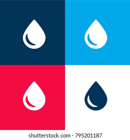 Water drop four color material and minimal icon logo set in red and blue