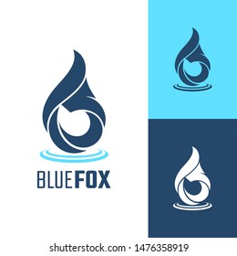 water drop fox logo.flat style.animal icon vector.modern logo design