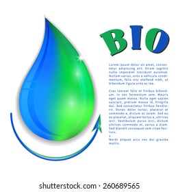 Water drop fully vector template, with "BIO" text
