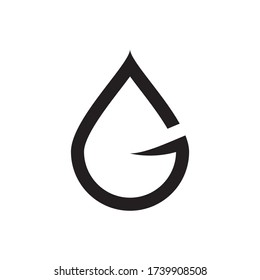 water drop G letter  lines logo design concept