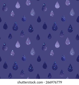 Water drop galaxy stars vector seamless pattern
