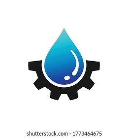 water drop gear energy engineering logo