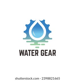 water drop gear energy engineering logo vector icon illustration	

