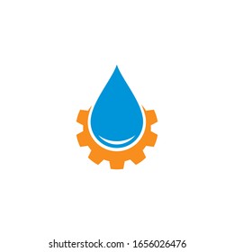 water drop with gear Logo Template vector illustration design