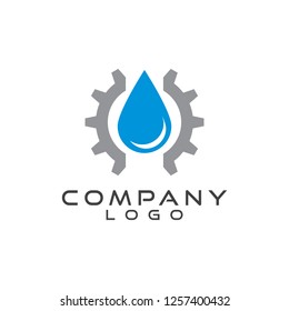 water drop with gear logo vector