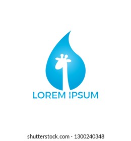 Water drop and giraffe logo design. Kids company goods and toy shop logo design. kindergarten schooling system concept.