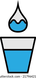Water drop in glass, illustration, vector on a white background.
