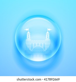 Water drop. Glass sphere. Bubble. Glass ball. Realistic vector Vector illustration