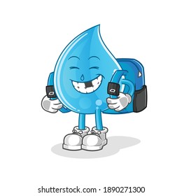 water drop goes to school vector. cartoon character