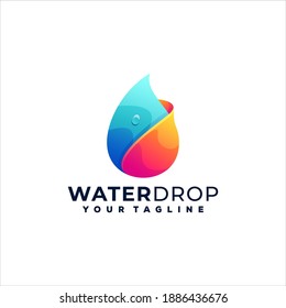 diseño de logotipo de gradiente de caída de agua