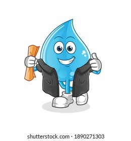 vector de graduación de caída de agua. personaje de caricatura