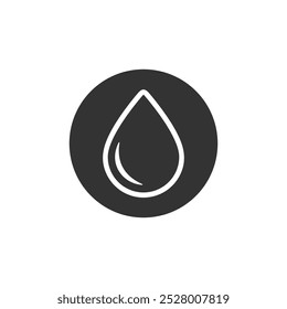 Water drop graphic icon. Droplet sign in a circle isolated on white background. Vector illustration