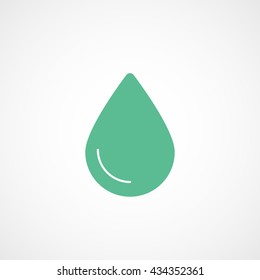 Water Drop Green Flat Icon On White Background