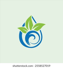 Water Drop and Green Leaf Logo