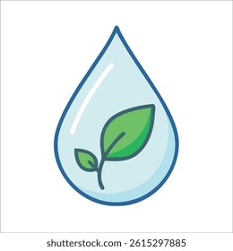Water Drop with Green Leaves Nature Element