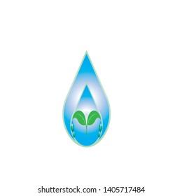 water drop with green leaves. Vector illustration - Vector

