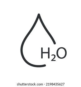 Water Drop H2O Line Icon. Hydrate Icon. Chemical Formula. Aqua Symbol. Vector Illustration