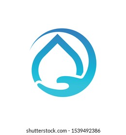 Water drop and hand care logo designs 