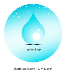 Water drop hand drawn vector, color blue