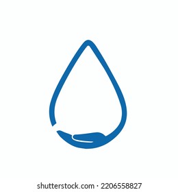 Water drop in hand flat icon. Pictogram for web. Line stroke. Isolated on white background. Vector eps10. 
