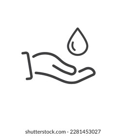 Water drop in hand flat icon. 