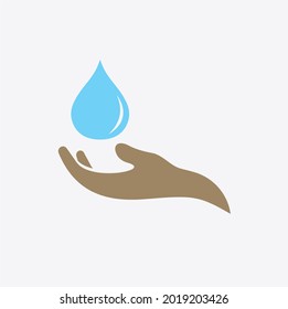 water drop and hand illustration, vector art.