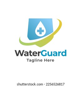 Descarga de agua en la plantilla de vector de diseño con logotipo manual. Icono de Guardar Aqua. Icono de concepto de logotipo de aceite líquido de gota de agua.