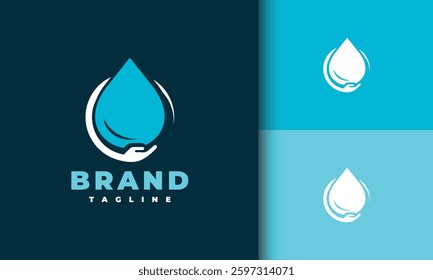 Water Drop in Hand Logo Design
