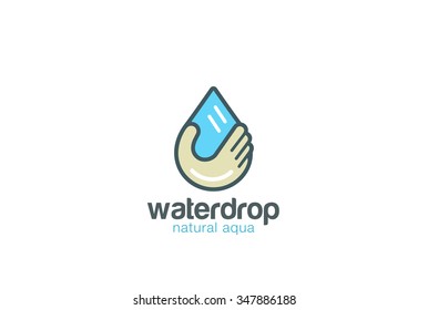 Water drop in Hand Logo design vector template. Save Aqua icon.
Waterdrop liquid Oil Logotype concept icon.